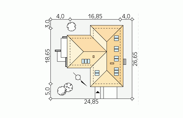 Projekt domu tradycyjnego Aksamit 2 - Usytuowanie