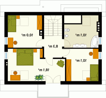 Rzut projektu Dudek 2 MC - wersja lustrzana