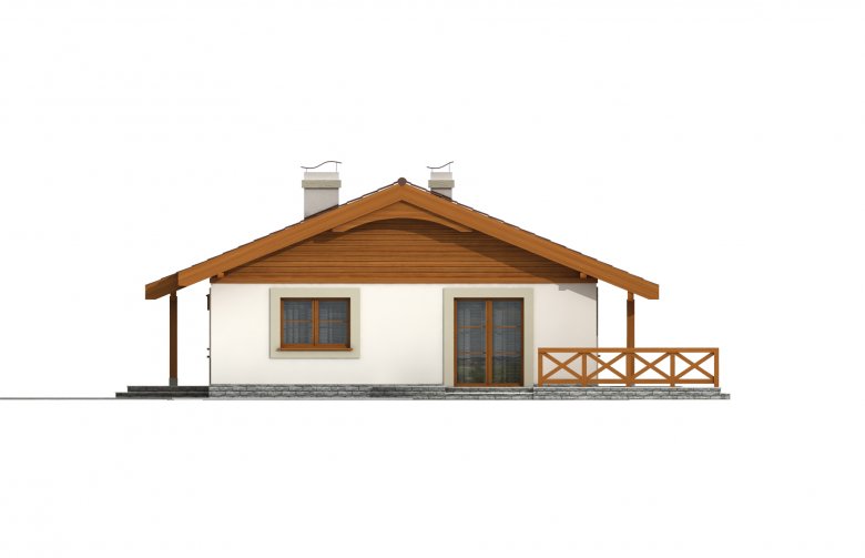 Projekt domu parterowego Anulka z garażem w technologi drewnianej - elewacja 4
