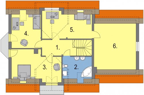 Rzut projektu Prymulka z garażem dwustanowiskowym