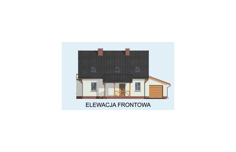 Projekt domu z bala ATLANTA szkielet drewniany - elewacja 1