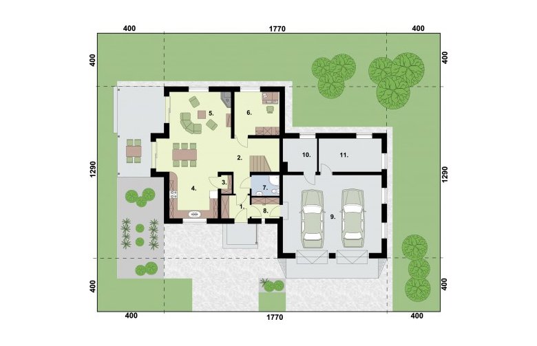 Projekt domu z poddaszem VITORIA projekt domu mieszkalnego - rzut przyziemia