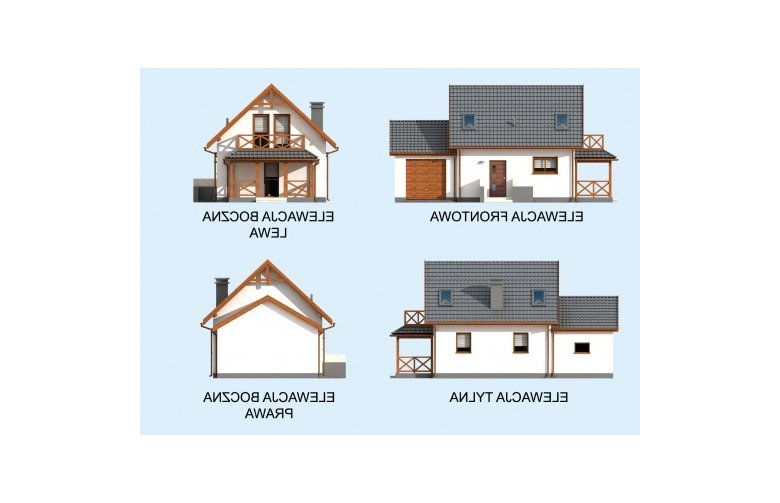 Projekt domu jednorodzinnego ORLEAN 5 dom letniskowy z poddaszem - elewacja 1