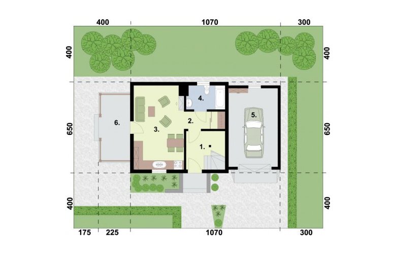 Projekt domu jednorodzinnego ORLEAN 5 dom letniskowy z poddaszem - rzut parteru