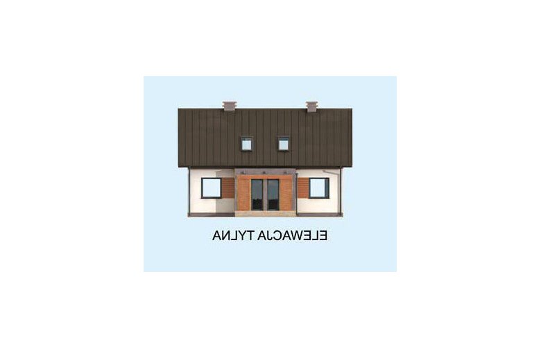Projekt domu z poddaszem AVALON szkielet drewniany, dom mieszkalny jednorodzinny z poddaszem użytkowym - elewacja 3