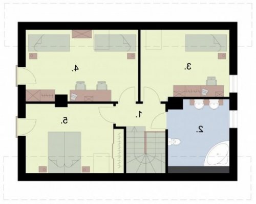 RZUT PODDASZA AVALON szkielet drewniany, dom mieszkalny jednorodzinny z poddaszem użytkowym - wersja lustrzana