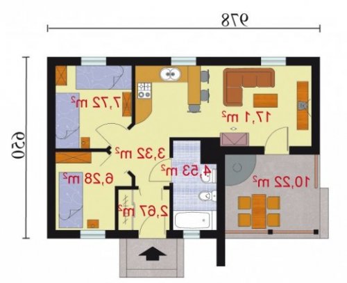 RZUT PRZYZIEMIA AROSA szkielet drewniany, dom letniskowy - wersja lustrzana