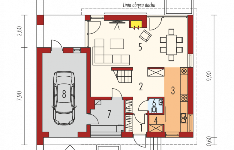 Projekt domu wielorodzinnego E14 G1 ECONOMIC - parter