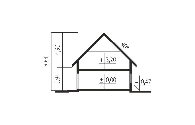 Projekt domu wielorodzinnego E14 G1 ECONOMIC - przekrój 1