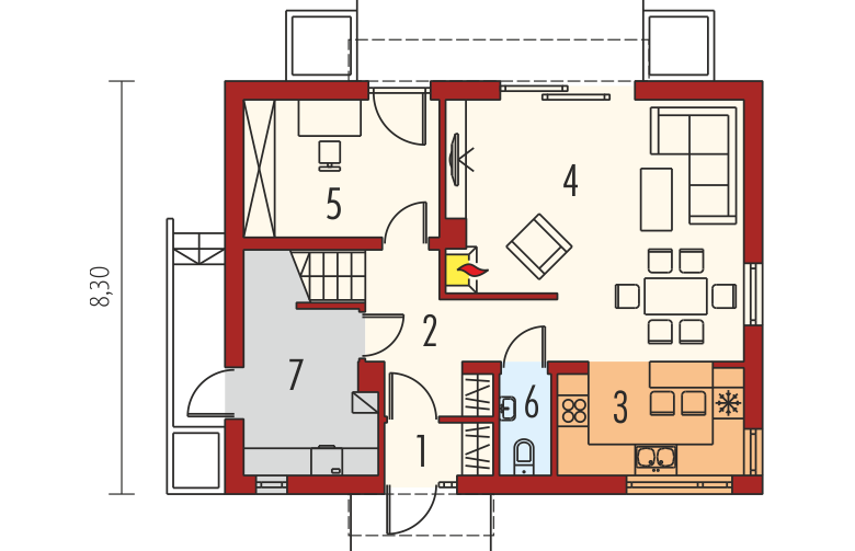 Projekt domu wielorodzinnego E1 (wersja A) MULTI-COMFORT - parter