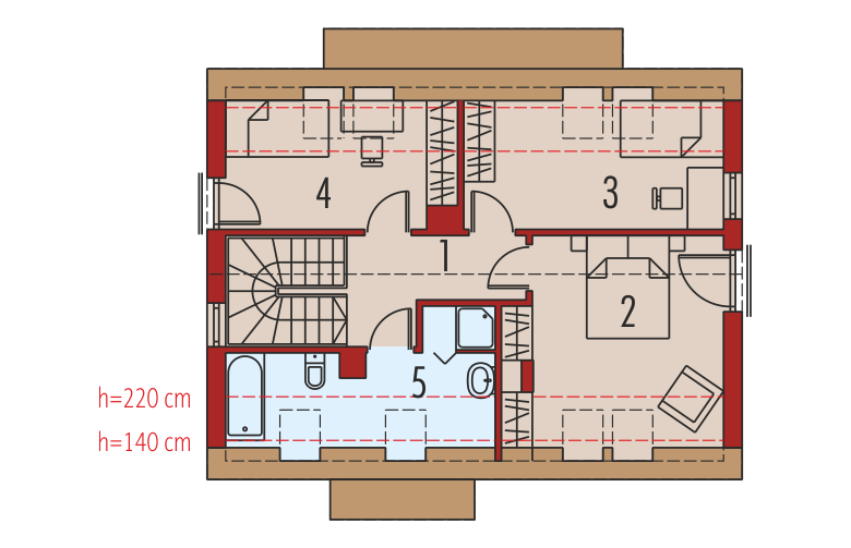 Projekt domu wielorodzinnego E1 (wersja A) MULTI-COMFORT - poddasze