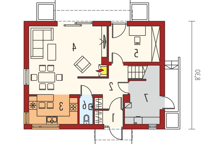 Projekt domu wielorodzinnego E1 (wersja A) MULTI-COMFORT - parter