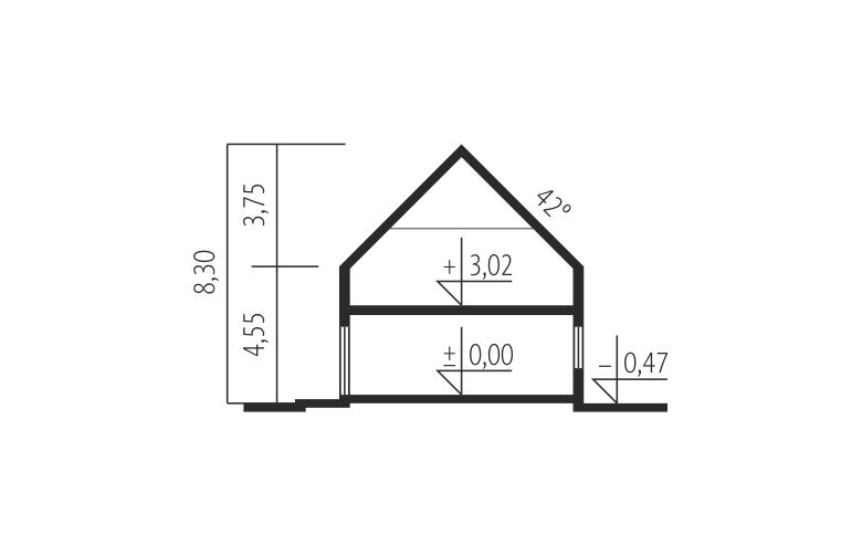 Projekt domu wielorodzinnego E1 (wersja A) MULTI-COMFORT - przekrój 1