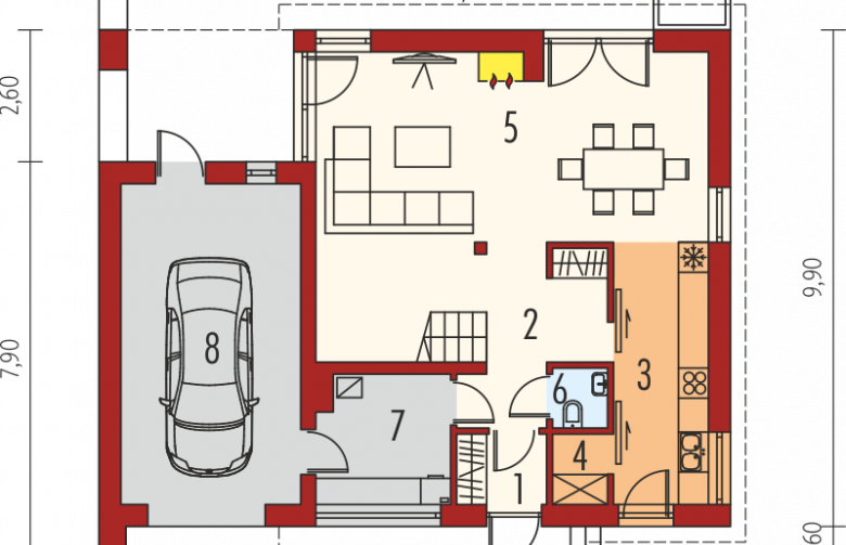 Projekt domu parterowego E14 III G1 ECONOMIC - parter