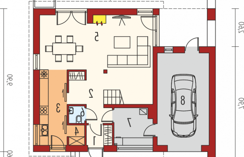 Projekt domu parterowego E14 III G1 ECONOMIC - parter