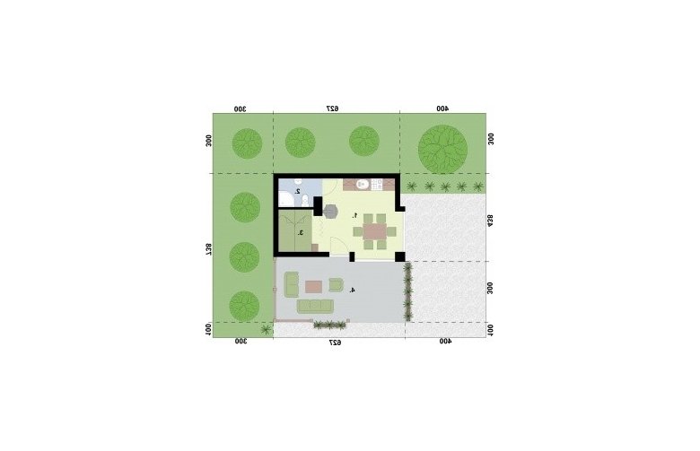 Projekt domu letniskowego PALMAS dom letniskowy - Usytuowanie - wersja lustrzana