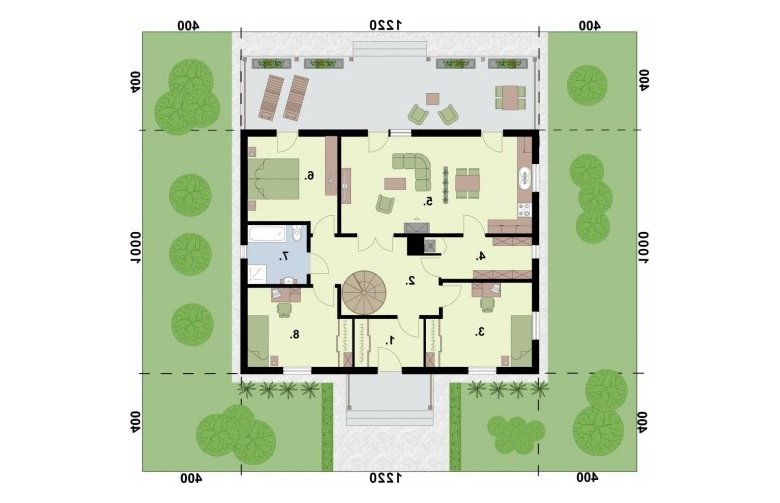 Projekt domu parterowego OLIMPIA - rzut przyziemia