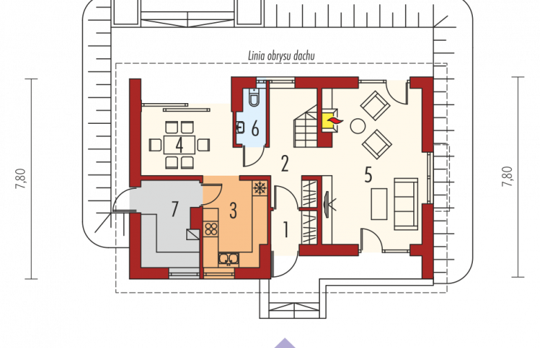 Projekt domu wielorodzinnego E2 II ECONOMIC (wersja B) - parter