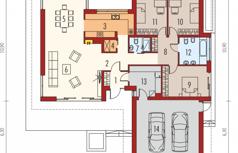 Projekt domu dwurodzinnego Dominik G2 (wersja B) MULTI-COMFORT - parter