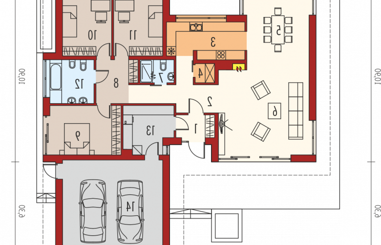 Projekt domu dwurodzinnego Dominik G2 (wersja B) MULTI-COMFORT - parter