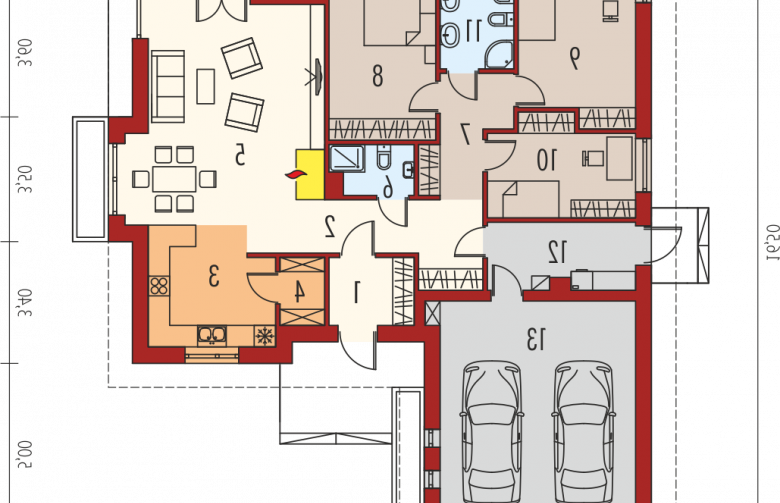 Projekt domu dwurodzinnego Eris II G2 (wersja C) - parter
