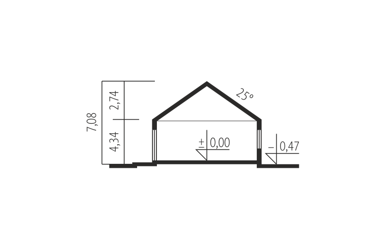 Projekt domu z poddaszem EX 11 G2 (wersja D) - przekrój 1