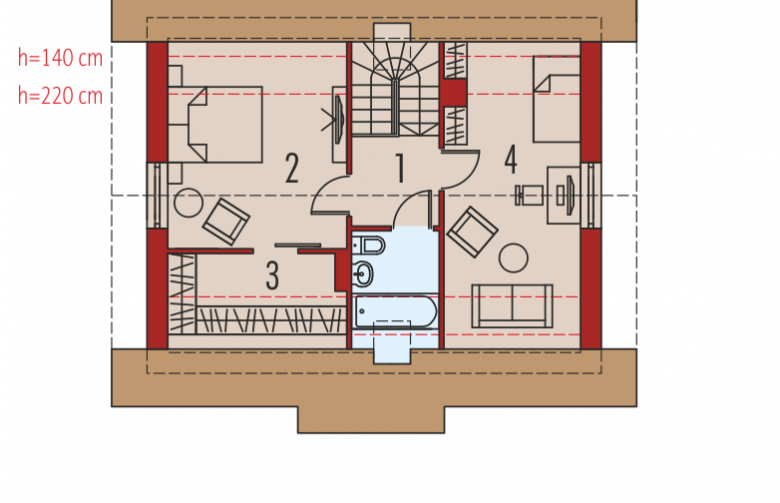 Projekt domu parterowego Celinka Mocca - poddasze