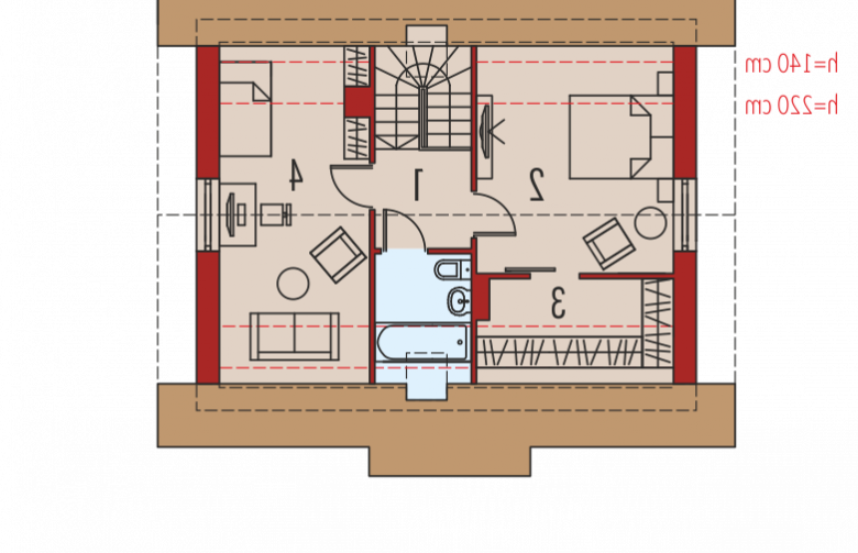 Projekt domu parterowego Celinka Mocca - poddasze