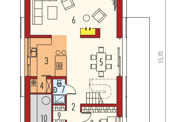 Projekt domu z poddaszem EX 15 II - parter