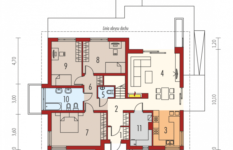 Projekt domu dwurodzinnego Flo II - parter