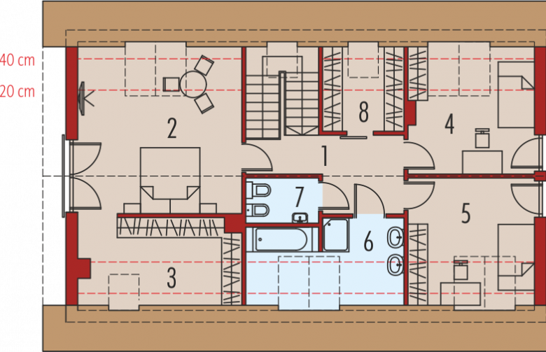 Projekt domu wielorodzinnego Benjamin G1 MULTI-COMFORT - poddasze