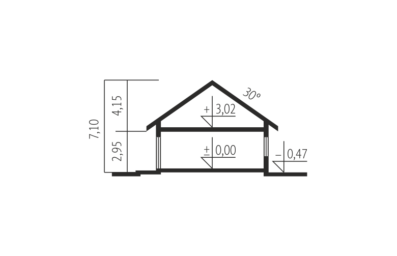 Projekt domu dwurodzinnego Gabriel G1 ENERGO - przekrój 1