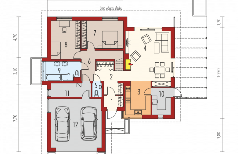 Projekt domu dwurodzinnego Astrid G2 - parter