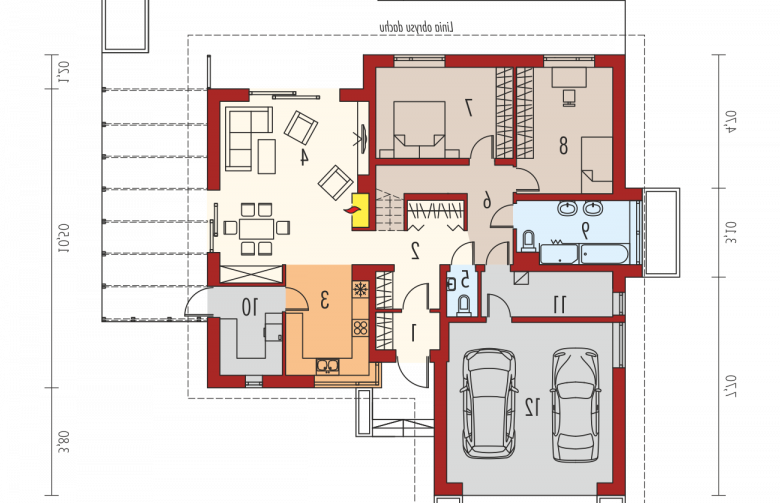 Projekt domu dwurodzinnego Astrid G2 - parter