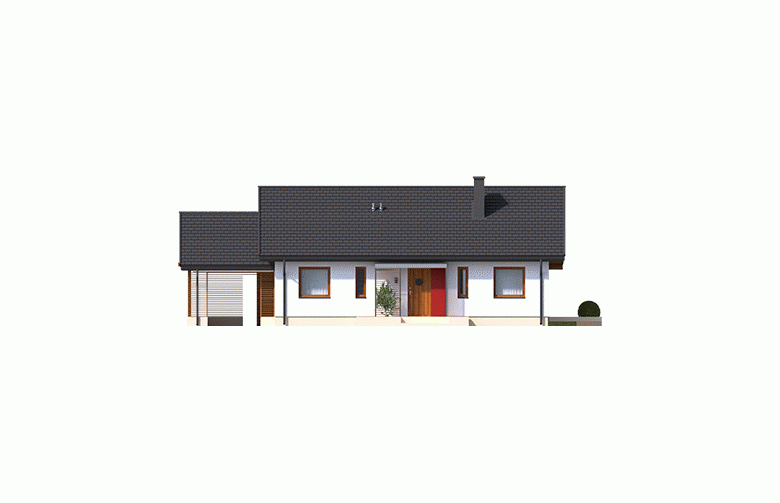 Projekt domu dwurodzinnego Kornel VI (z wiatą) ENERGO - elewacja 1