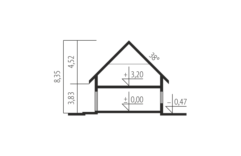 Projekt domu z poddaszem Ariel G1 ENERGO - przekrój 1