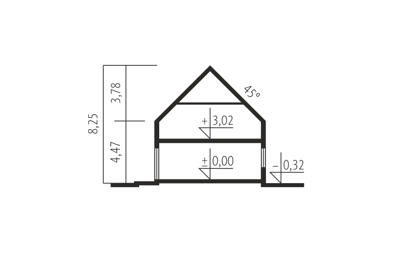 Projekt domu z poddaszem Markus G1 ENERGO PLUS - przekrój 1