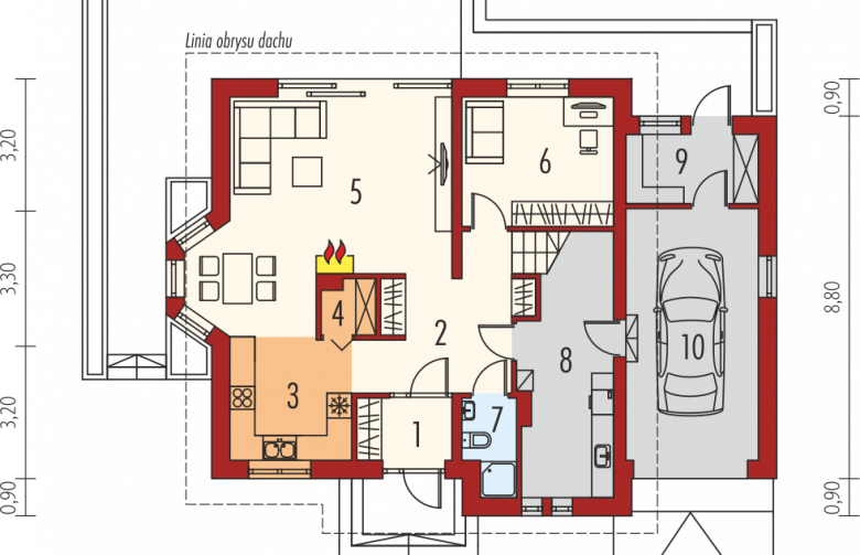 Projekt domu wielorodzinnego Mati III G1 Mocca - parter