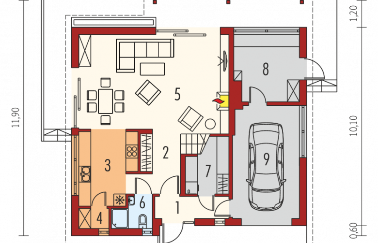 Projekt domu jednorodzinnego Alba G1 MULTI-COMFORT - parter