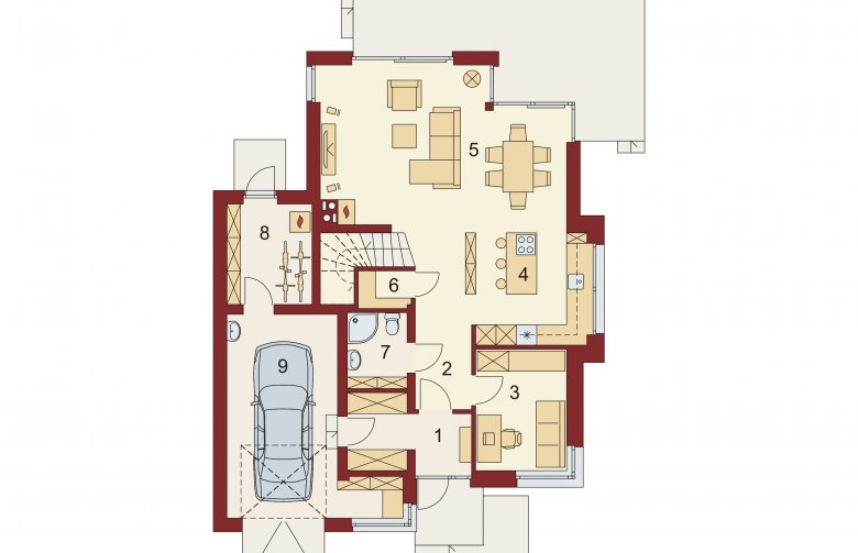 Projekt domu piętrowego Klara PS - rzut parteru