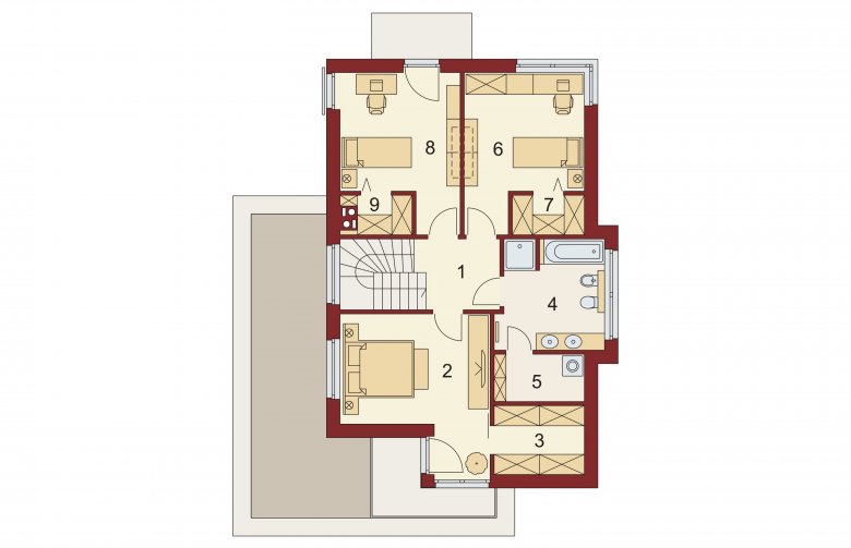 Projekt domu piętrowego Klara PS - rzut piętra