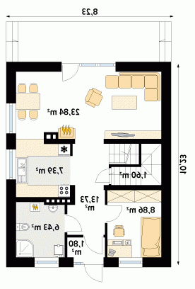 Rzut projektu Laura 2 - wersja lustrzana