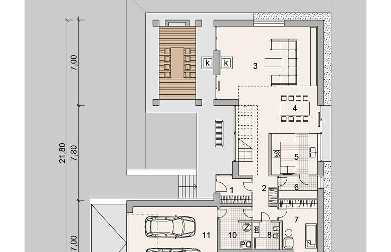 Projekt domu wielorodzinnego LK&1165 - parter