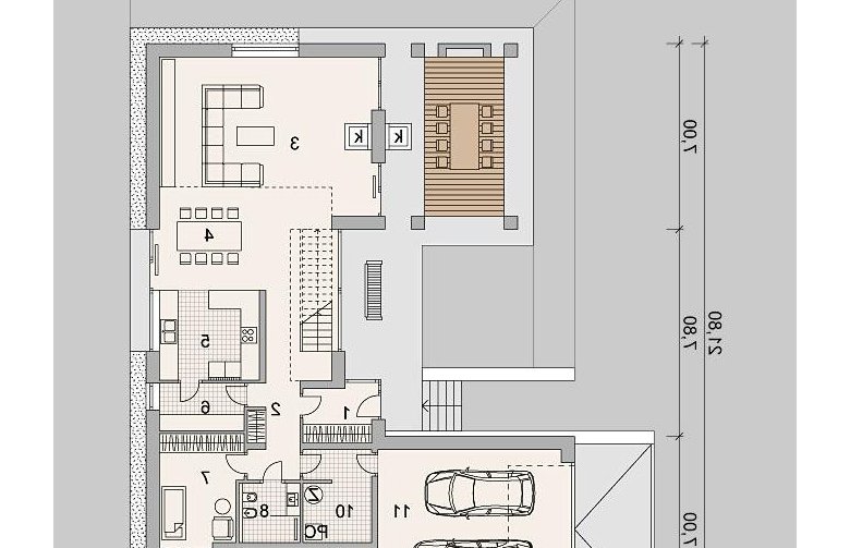 Projekt domu wielorodzinnego LK&1165 - parter