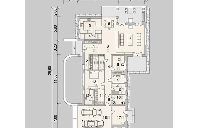 Projekt domu wielorodzinnego LK&1161 - parter