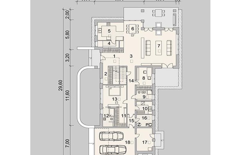 Projekt domu wielorodzinnego LK&1161 - parter