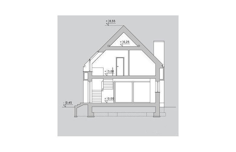 Projekt domu z poddaszem LK&1167 - przekrój 1
