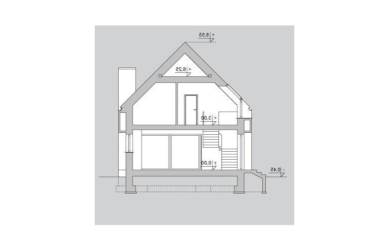 Projekt domu z poddaszem LK&1167 - przekrój 1