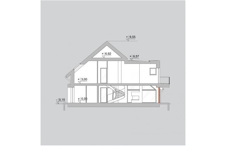 Projekt domu z poddaszem LK&1158 - przekrój 1
