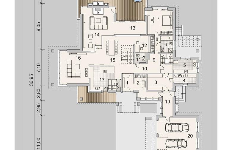 Projekt domu nowoczesnego LK&1155 - parter
